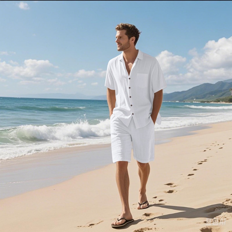 Shirt Camp Collar - Conjunto Masculino de Camisa de Linho