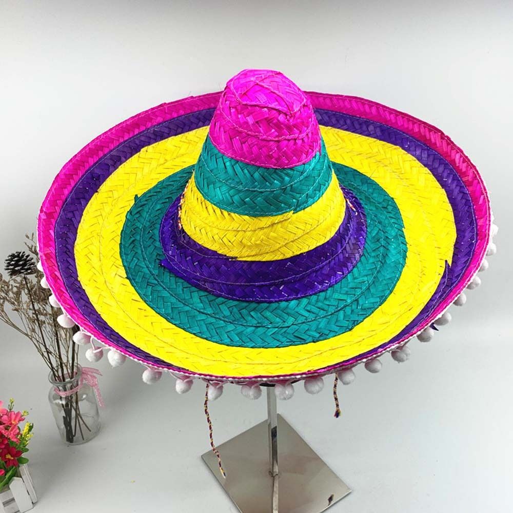 Bucket Hat Straw - Chapéu de festa mexicano de aba