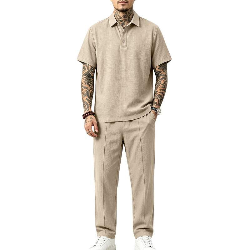 Short Linen Drawstring - Conjunto Masculino de 2 Peças: Camisa