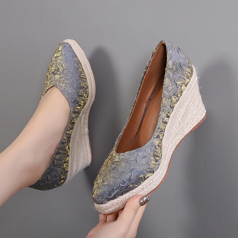Sapatos de Salto Alto com Plat - Espadrille Slip On avaliação e preço