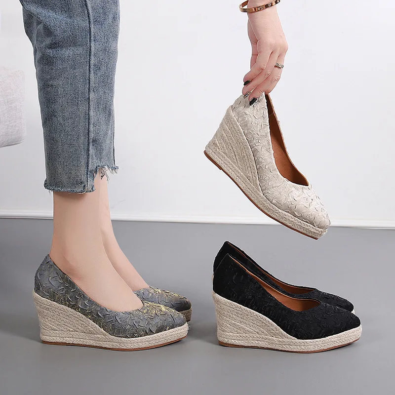 Sapatos de Salto Alto com Plat - Espadrille Slip On avaliação e preço